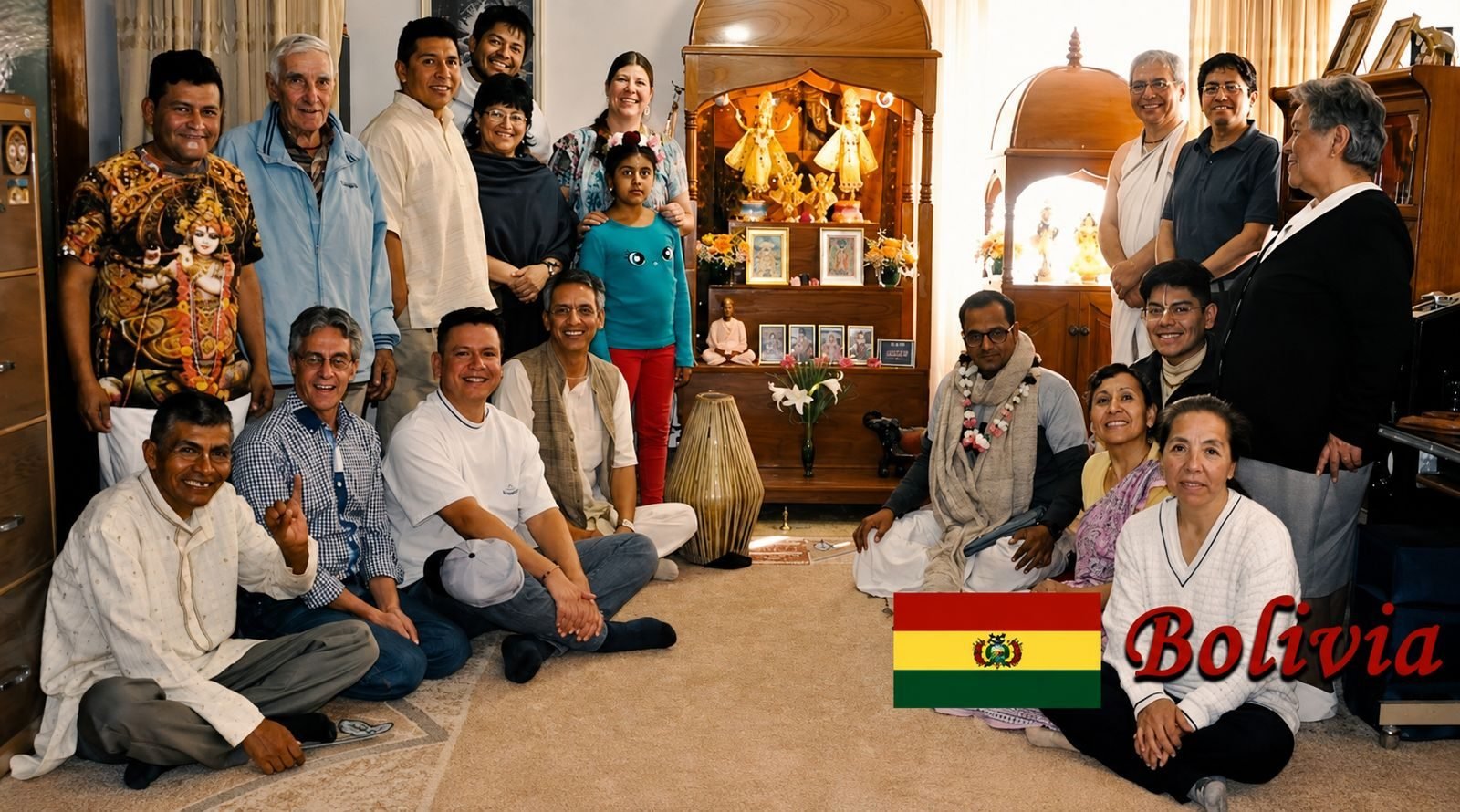 Brajsundar Das with devotees in Bolivia
